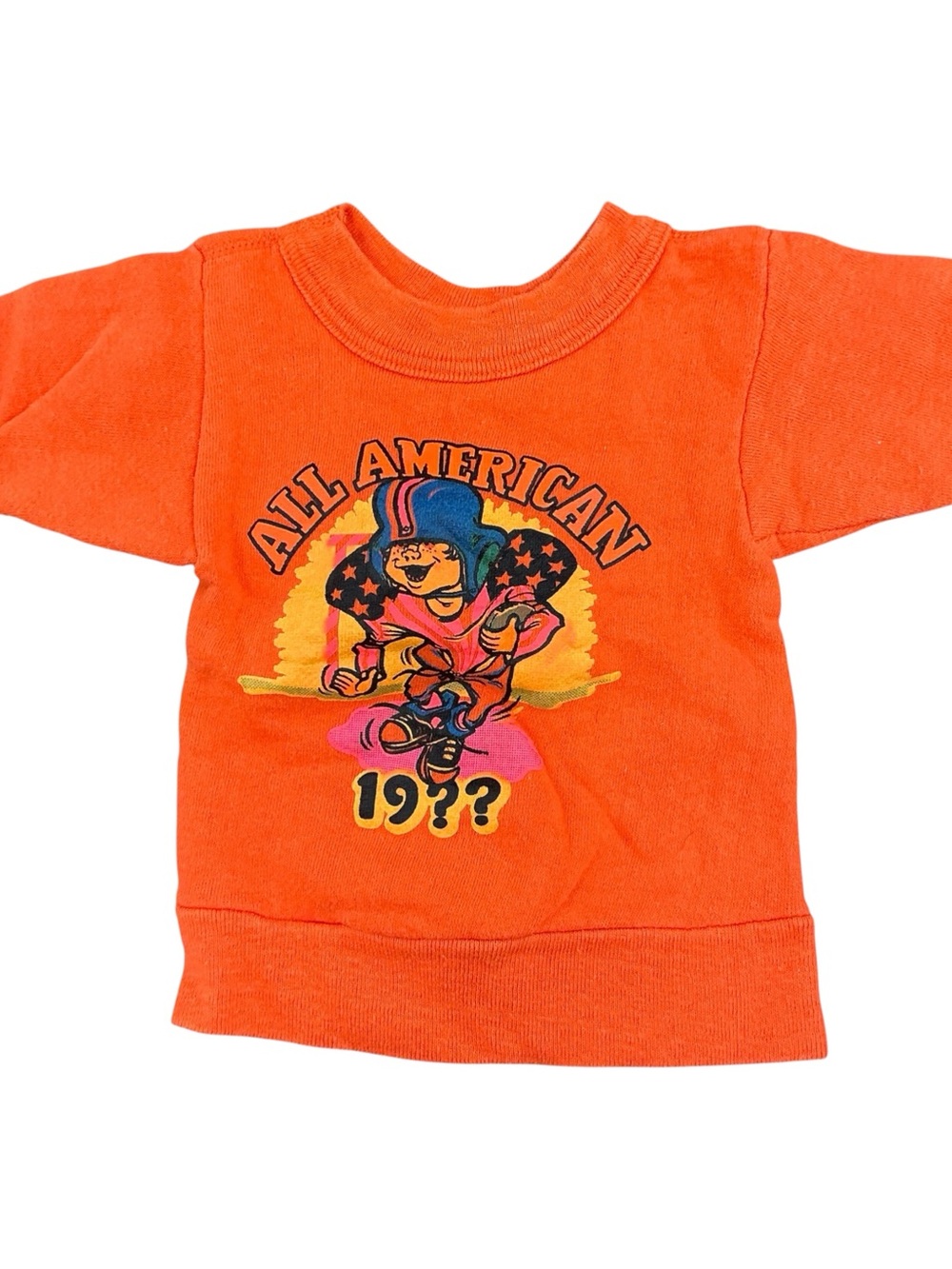 Vintage 1960s/70s All American Hawaii surf short sleeve orange crewneck 12 mos